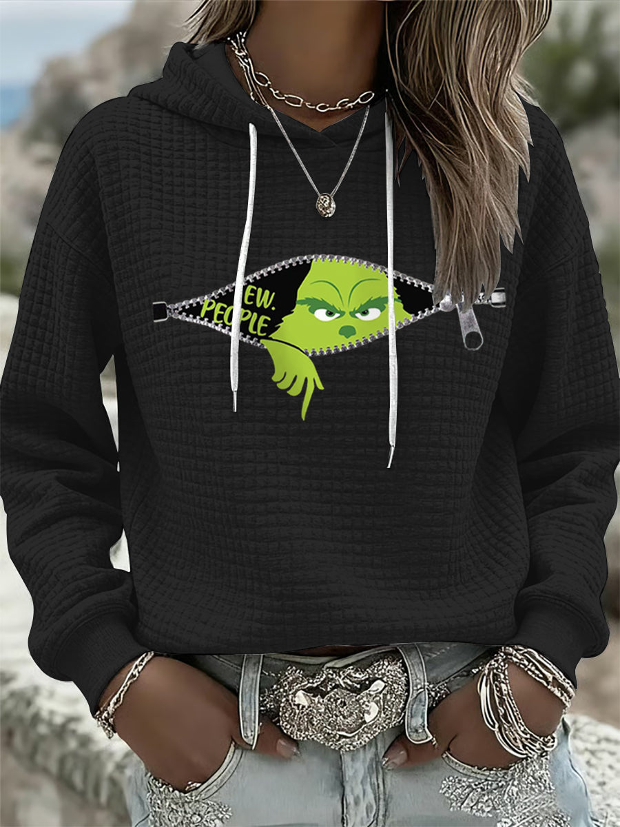 Frauen Lustige Weihnachten EW Menschen Print Waffel Pullover