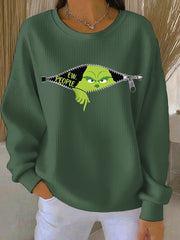 Frauen Lustiges Weihnachts-EW-Leute drucken geripptes Rundhals-Sweatshirt