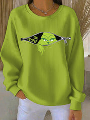 Frauen Lustiges Weihnachts-EW-Leute drucken geripptes Rundhals-Sweatshirt