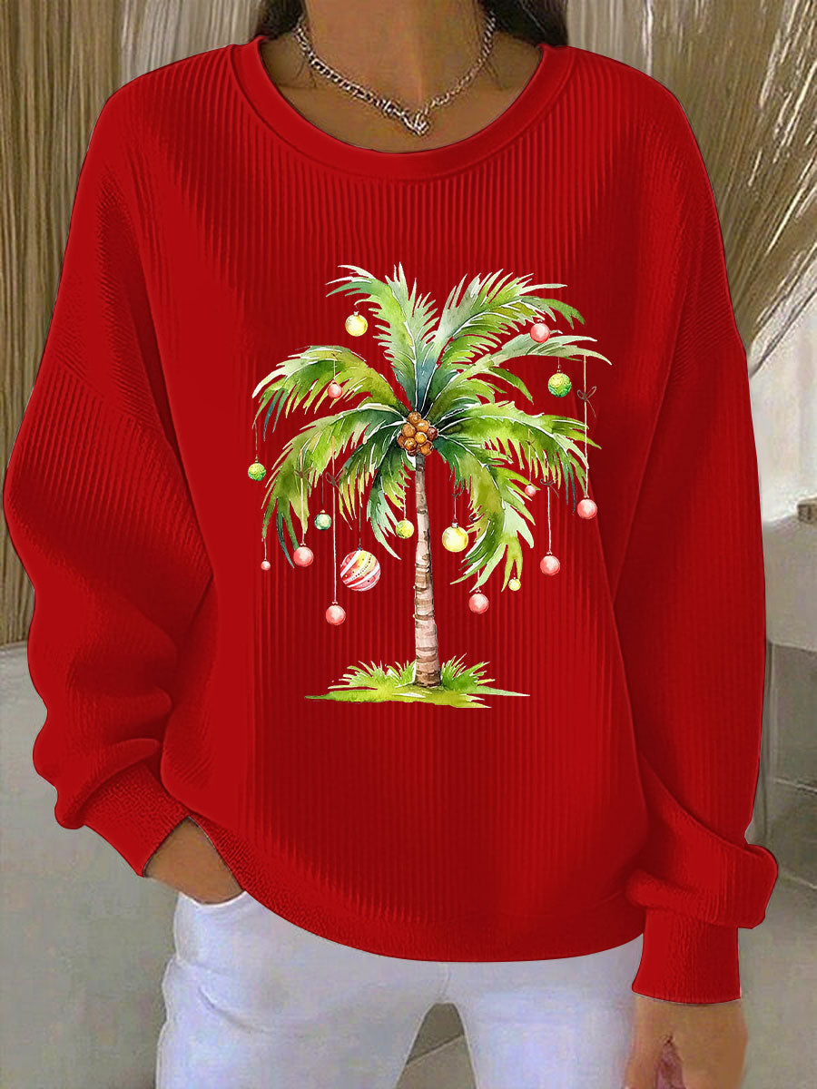 Tropische Palme Weihnachts baum Print Casual Sweatshirt für Frauen