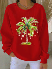 Tropische Palme Weihnachts baum Print Casual Sweatshirt für Frauen