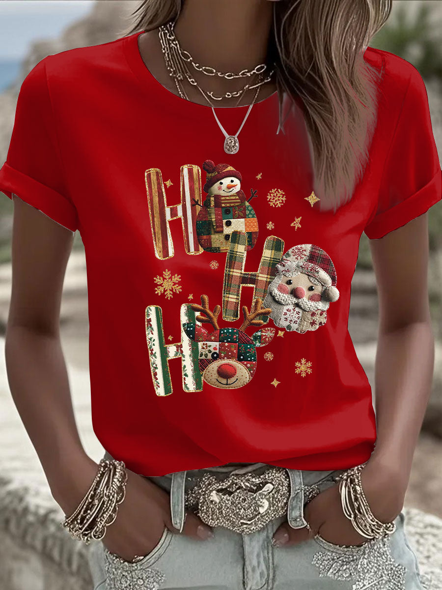 Damen Weihnachts druck Casual T-Shirt