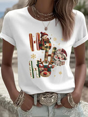 Damen Weihnachts druck Casual T-Shirt