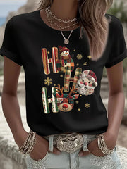 Damen Weihnachts druck Casual T-Shirt