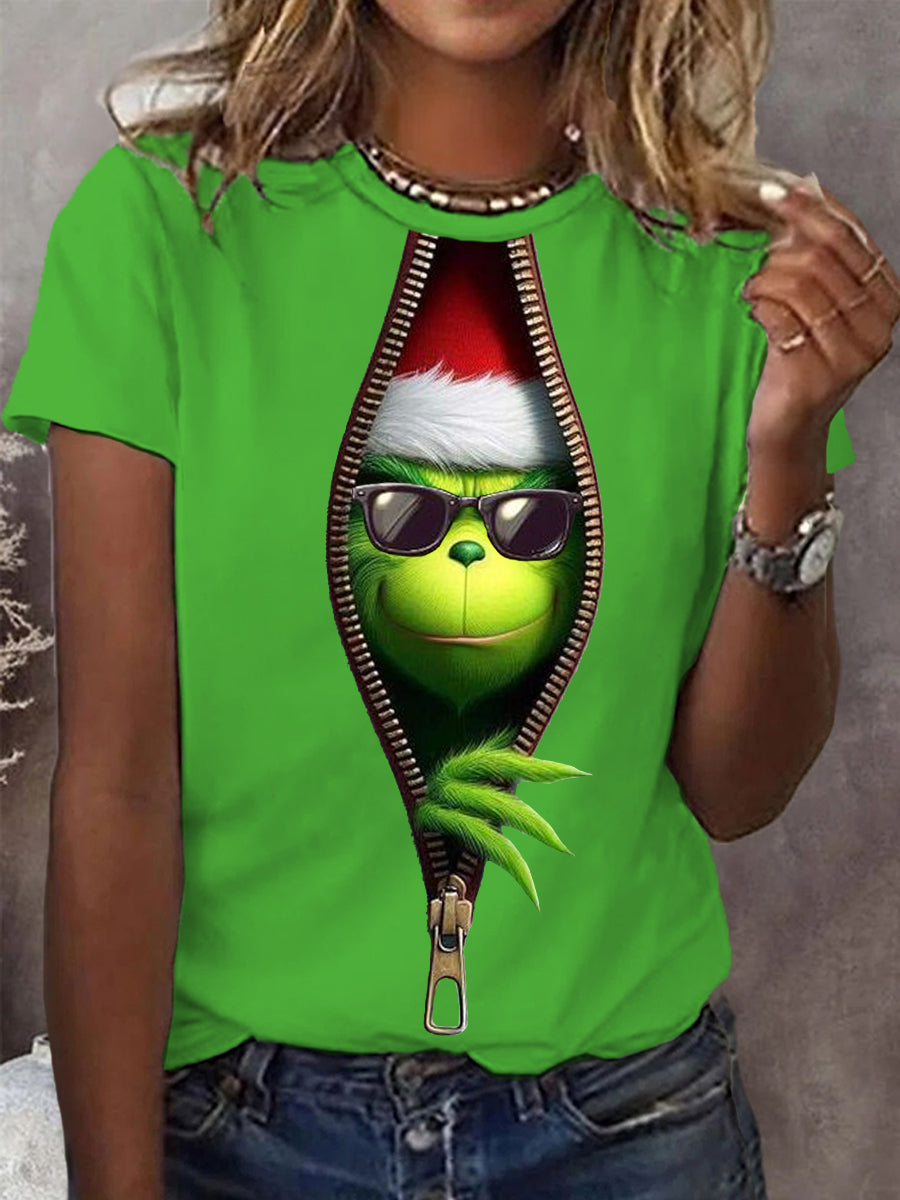 Frauen Lustiges klassisches Weihnachts-Zeichentrick figur druck lässiges T-Shirt