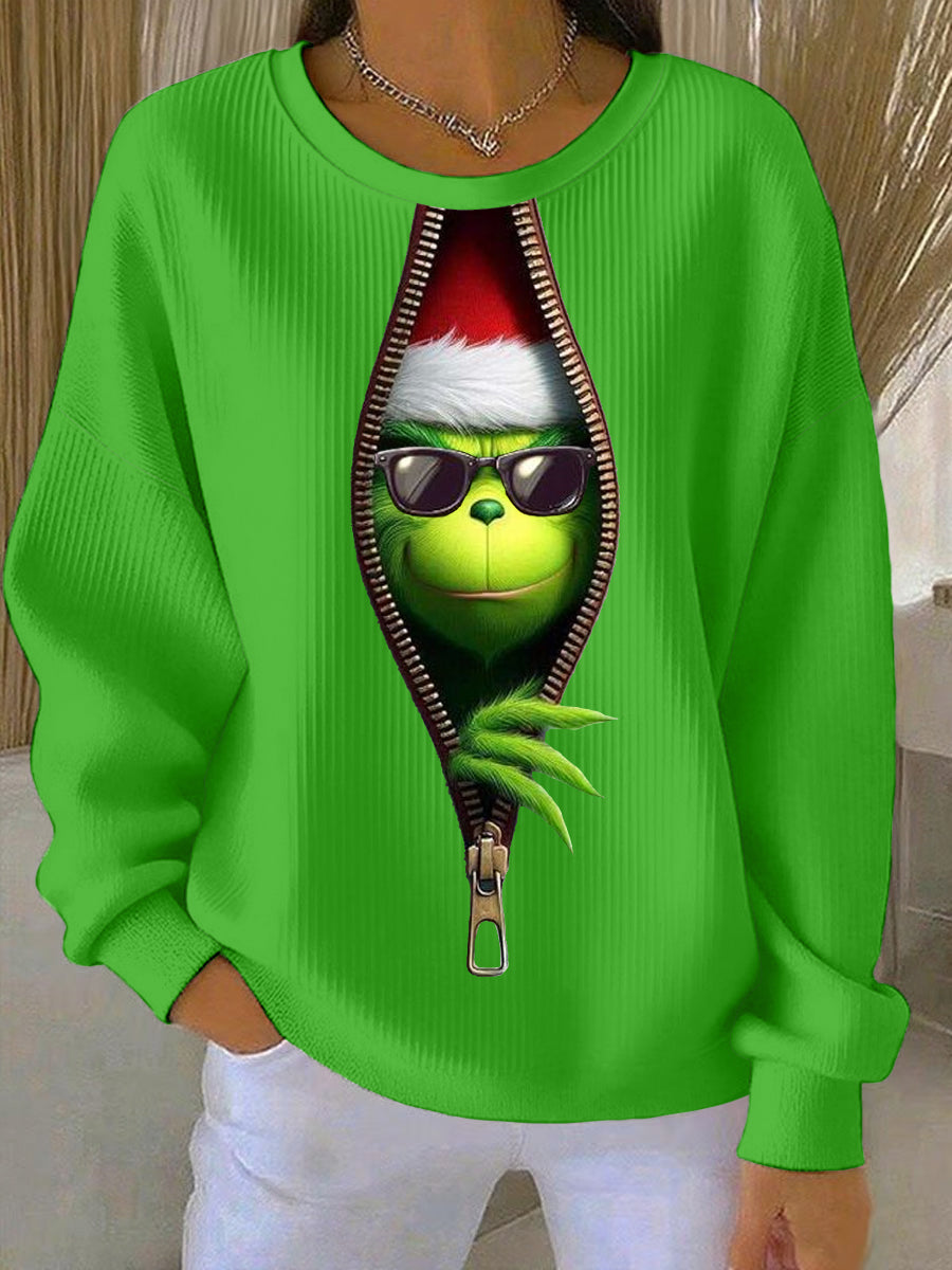 Damen lustige klassische Weihnachts-Zeichentrick figur Print Casual Sweatshirt