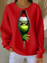 Damen lustige klassische Weihnachts-Zeichentrick figur Print Casual Sweatshirt