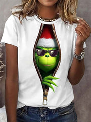 Frauen Lustiges klassisches Weihnachts-Zeichentrick figur druck lässiges T-Shirt