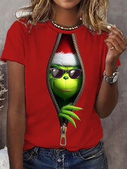 Frauen Lustiges klassisches Weihnachts-Zeichentrick figur druck lässiges T-Shirt