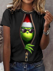 Frauen Lustiges klassisches Weihnachts-Zeichentrick figur druck lässiges T-Shirt