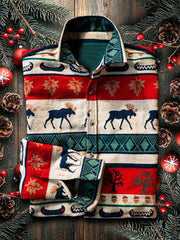 Herren Retro Weihnachts hemd Elch bedruckt