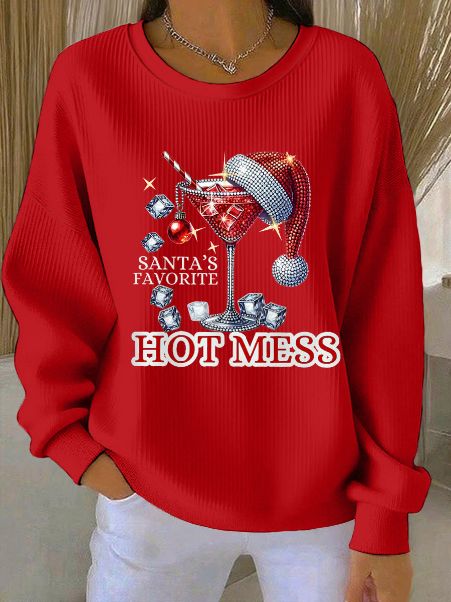Damen Lustige Weihnachten Weihnachts mann Lieblings heißes Mess Casual Sweatshirt