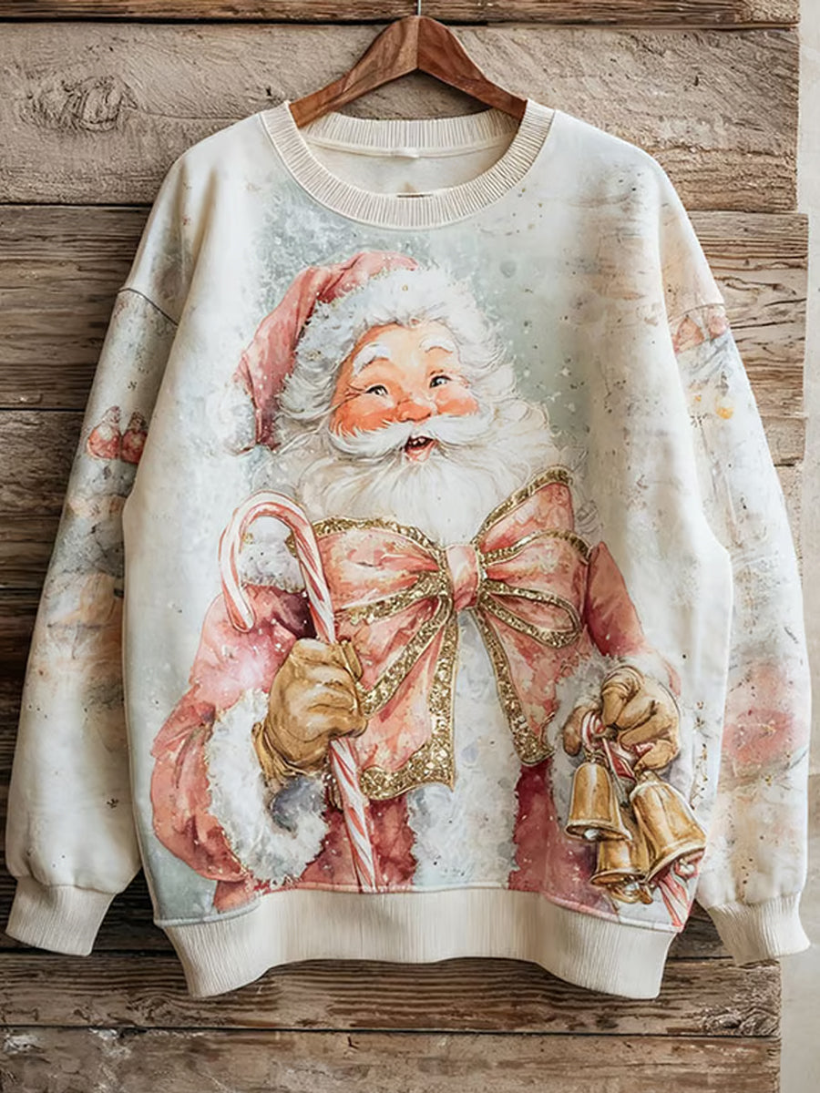 Damen Vintage Weihnachts weihnachts-Weihnachtsmann-Print-Sweatshirt