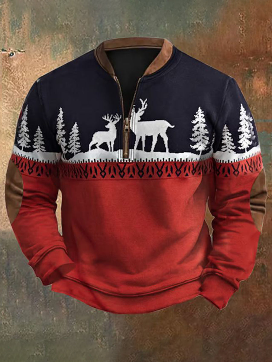 Herren Retro Weihnachts bedrucktes Sweatshirt