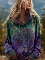 Frauen Wikinger Baum des Lebens Gradienten druck Langarm Lässiger Hoodie