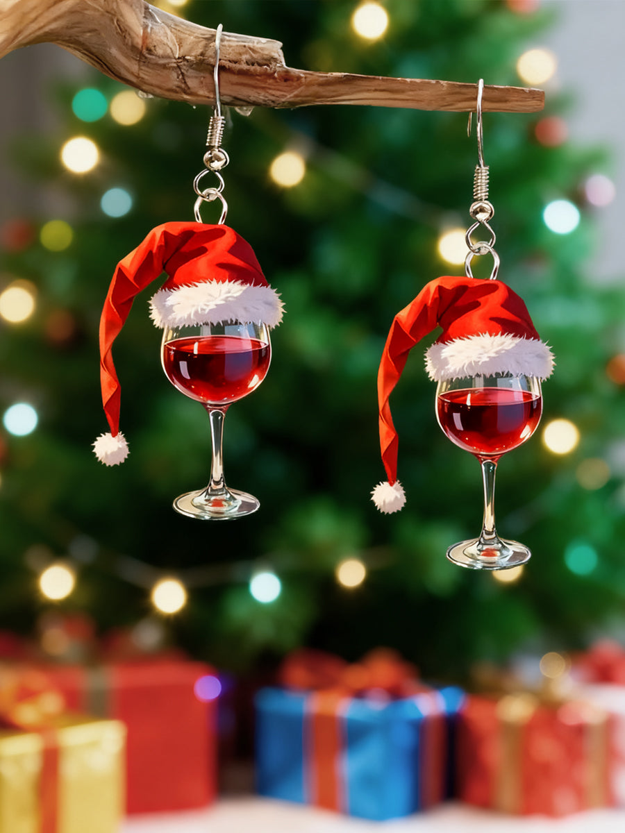 Damen-Weihnachts-Rotwein-Glas-Ohrhörer