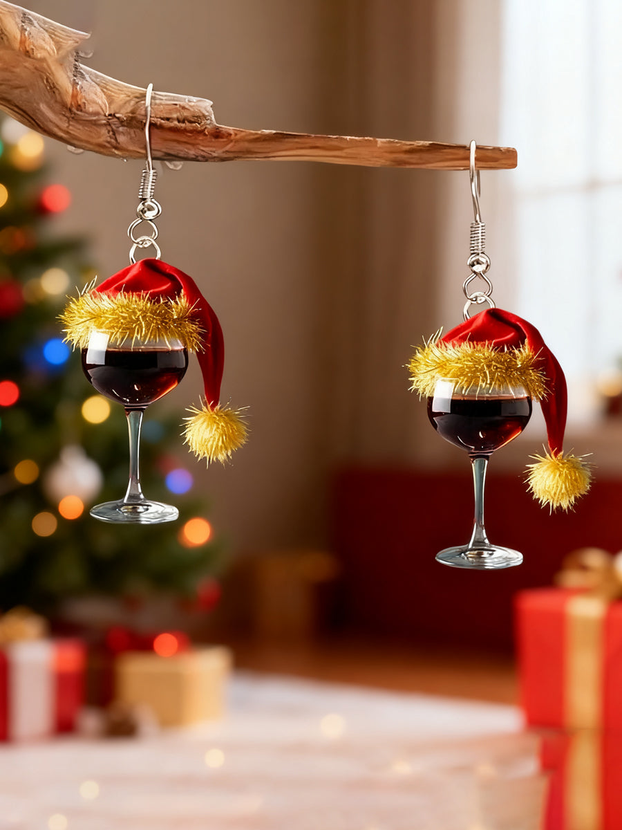 Damen-Weihnachts-Rotwein-Glas-Ohrhörer