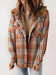 Damen warme Plüsch-Plaid Kapuzen jacke
