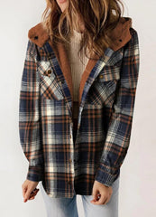 Damen warme Plüsch-Plaid Kapuzen jacke