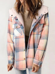 Damen warme Plüsch-Plaid Kapuzen jacke