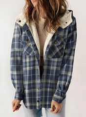 Damen warme Plüsch-Plaid Kapuzen jacke
