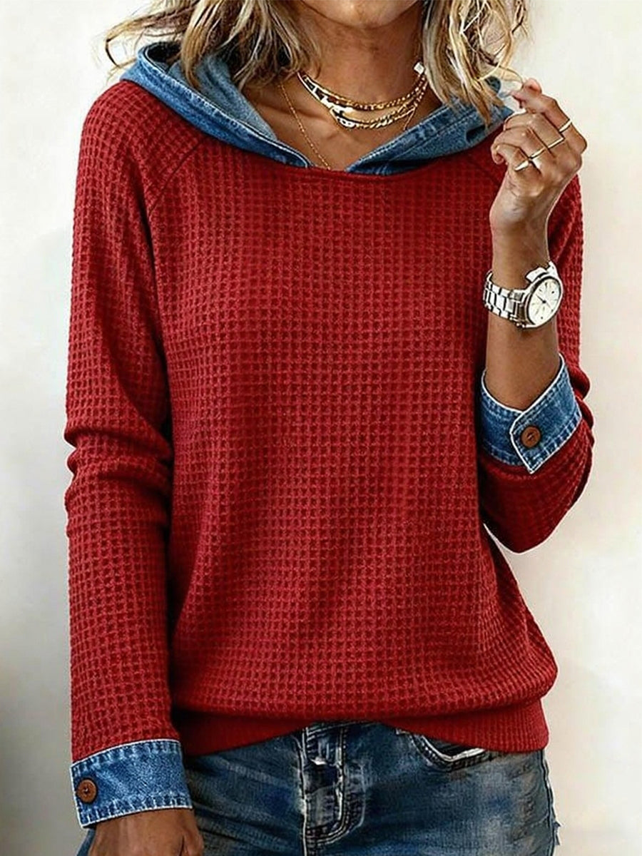 Damenmode Denim Patchwork Hoodie