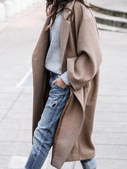 Modischer, lässiger, mittellanger Woll mantel für Damen