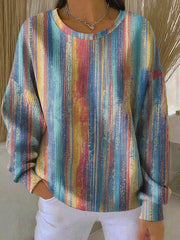 Damen-Sweatshirt mit Kontrast farbe gestreift