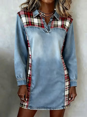 Patchwork-Kunst kleid für Damen Vintage-Plaid muster