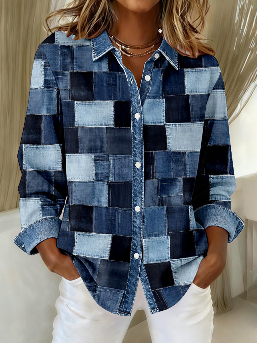 Damenmode Patchwork Design Shirt