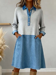 Damenmode einfaches Patchwork-Kunst kleid