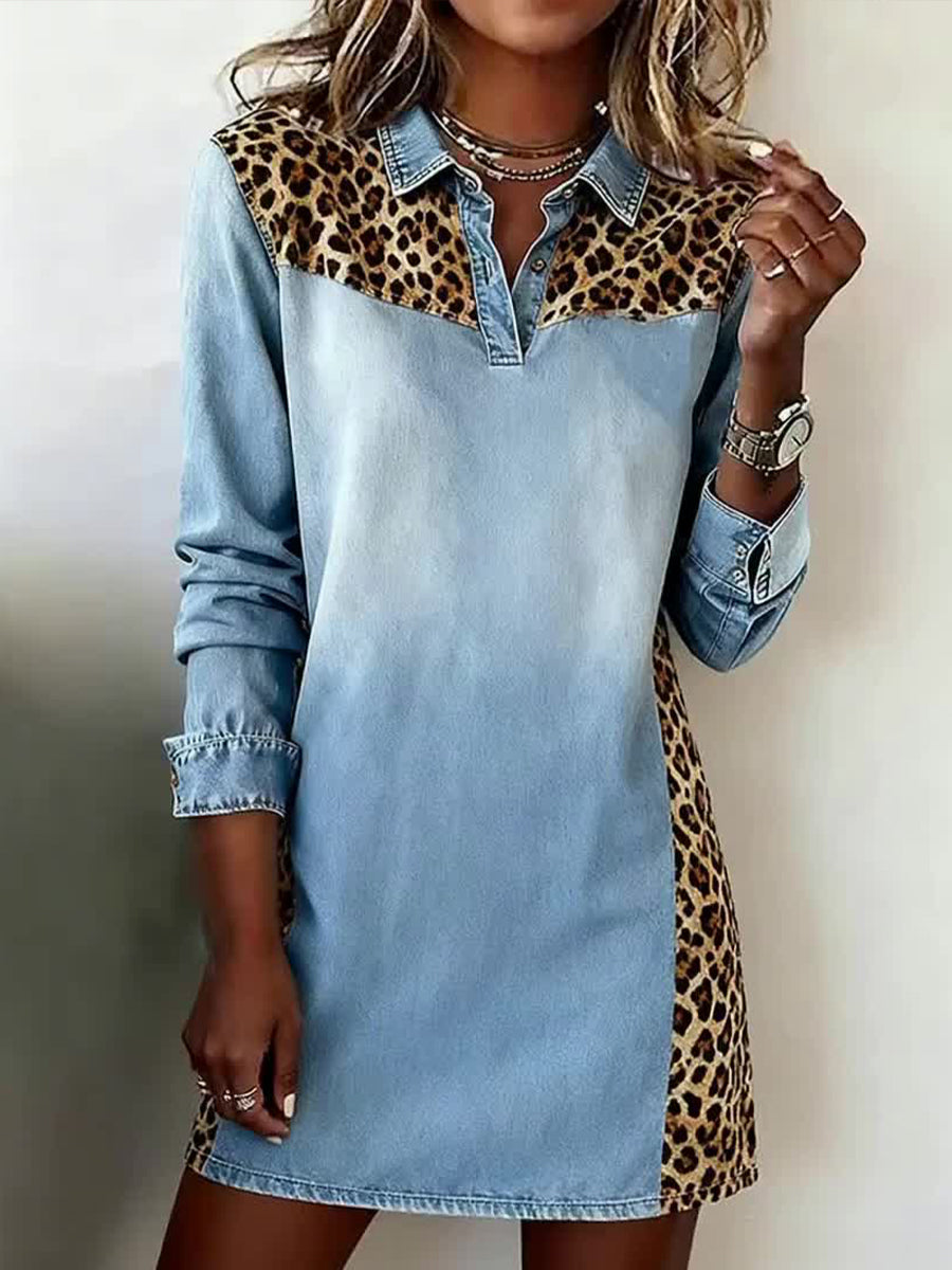 Patchwork-Kunst kleid mit Leoparden muster für Frauen