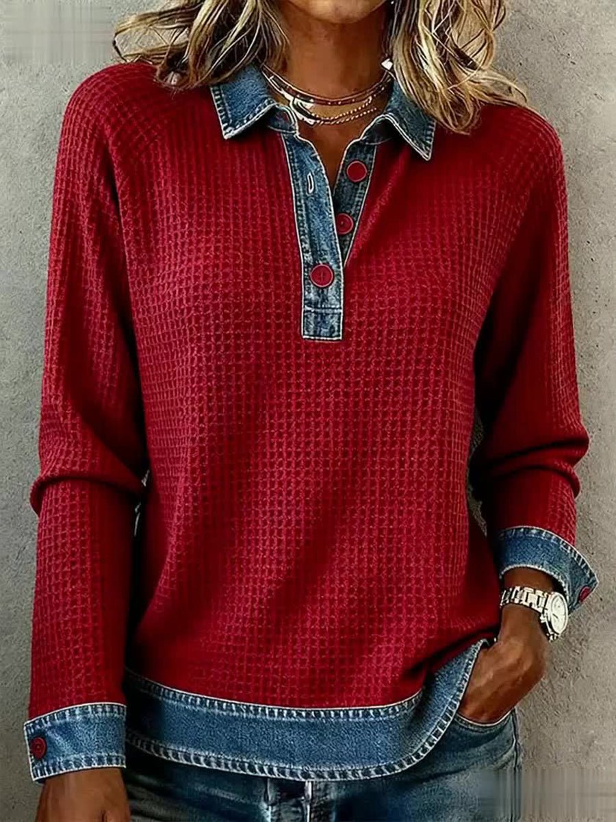 Einfaches Patchwork-Design für Damen gemütliches Top