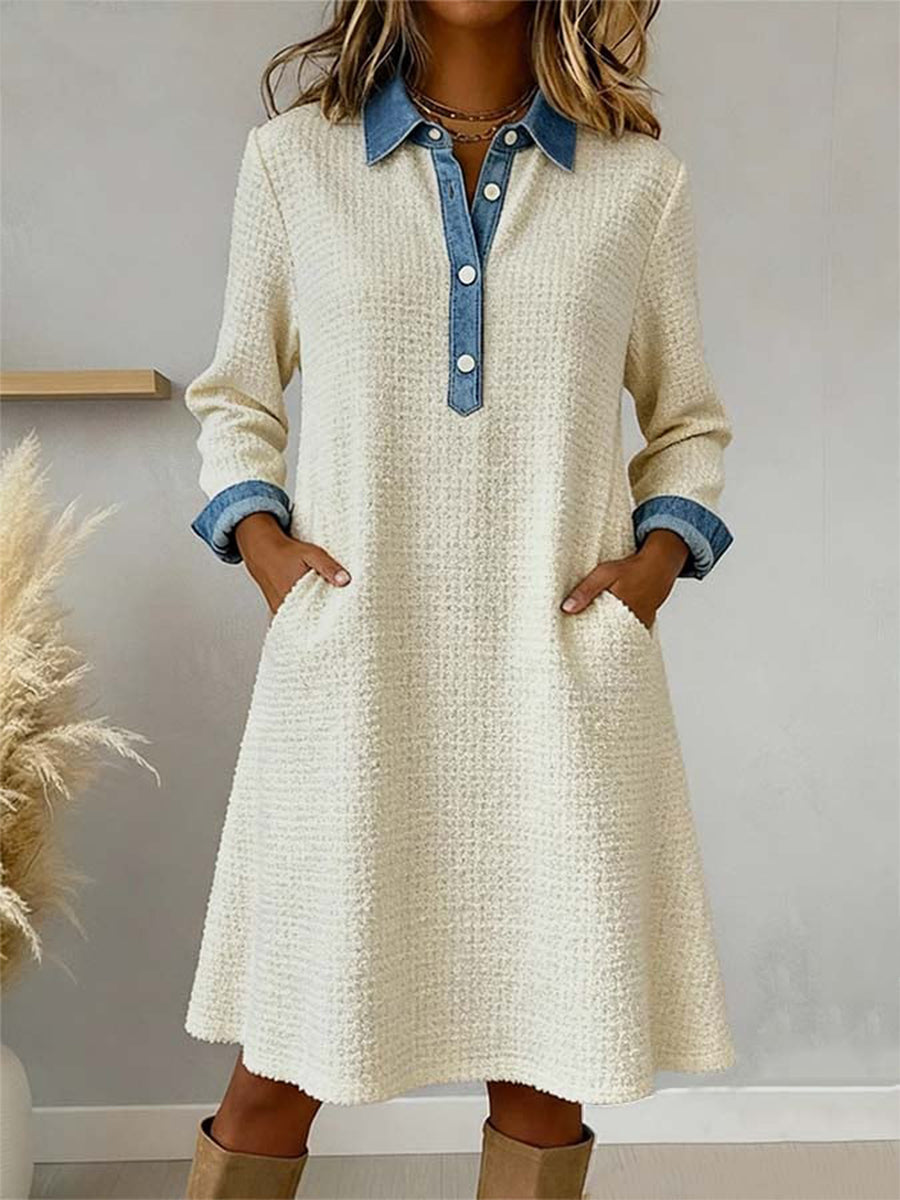 Damenmode einfaches Patchwork-Kunst kleid