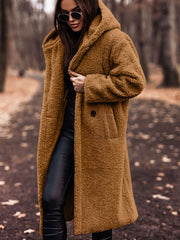 Warmer Plüsch mantel für Damen mittellang