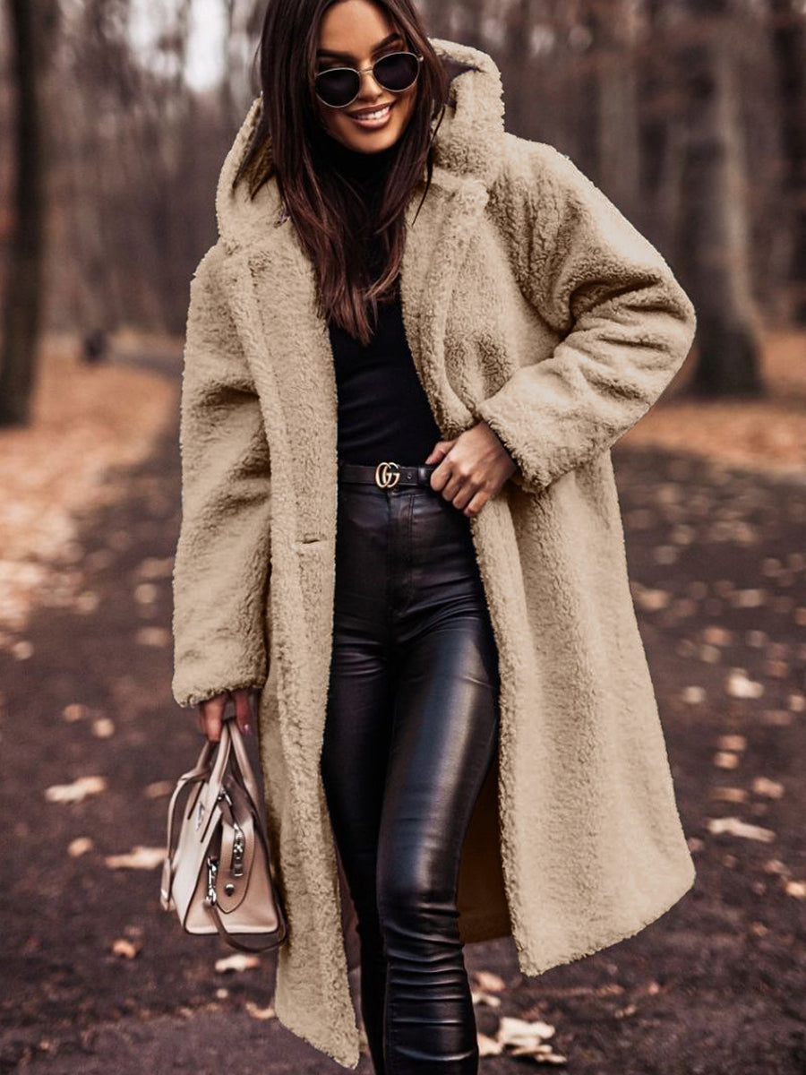 Warmer Plüsch mantel für Damen mittellang