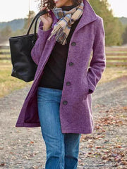 Warmer mittellanger Woll mantel für Frauen