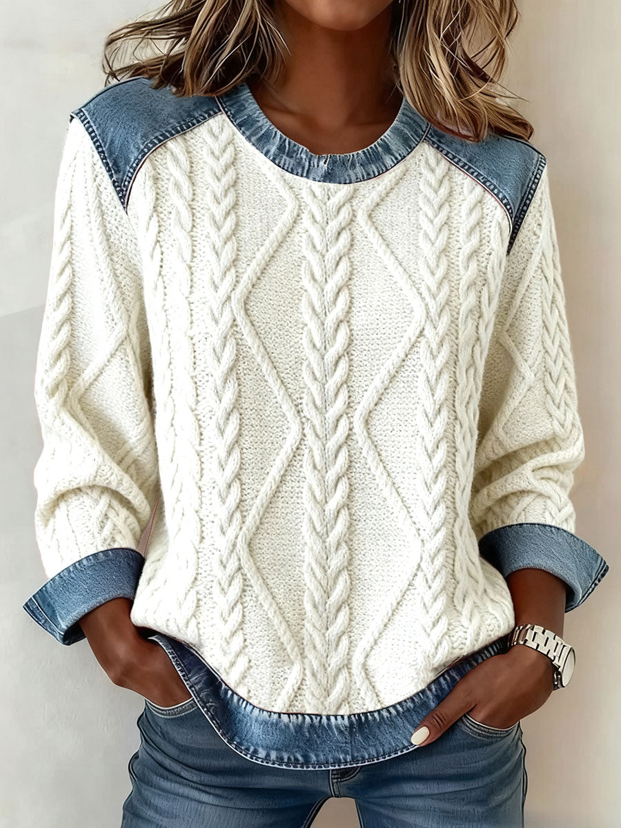 Frauen Herbst und Winter strukturierte bedruckte Tops