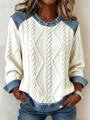 Frauen Herbst und Winter strukturierte bedruckte Tops