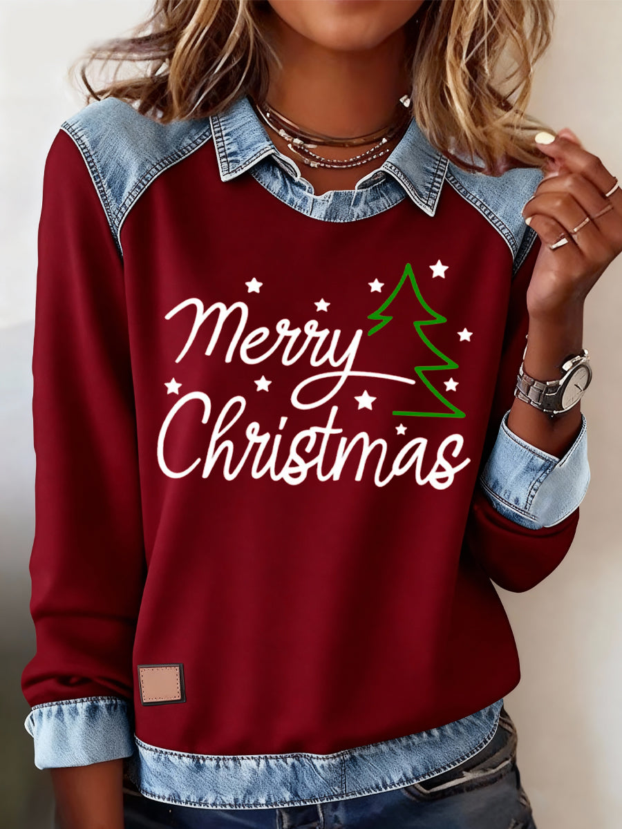 Damen Weihnachts druck Casual Top
