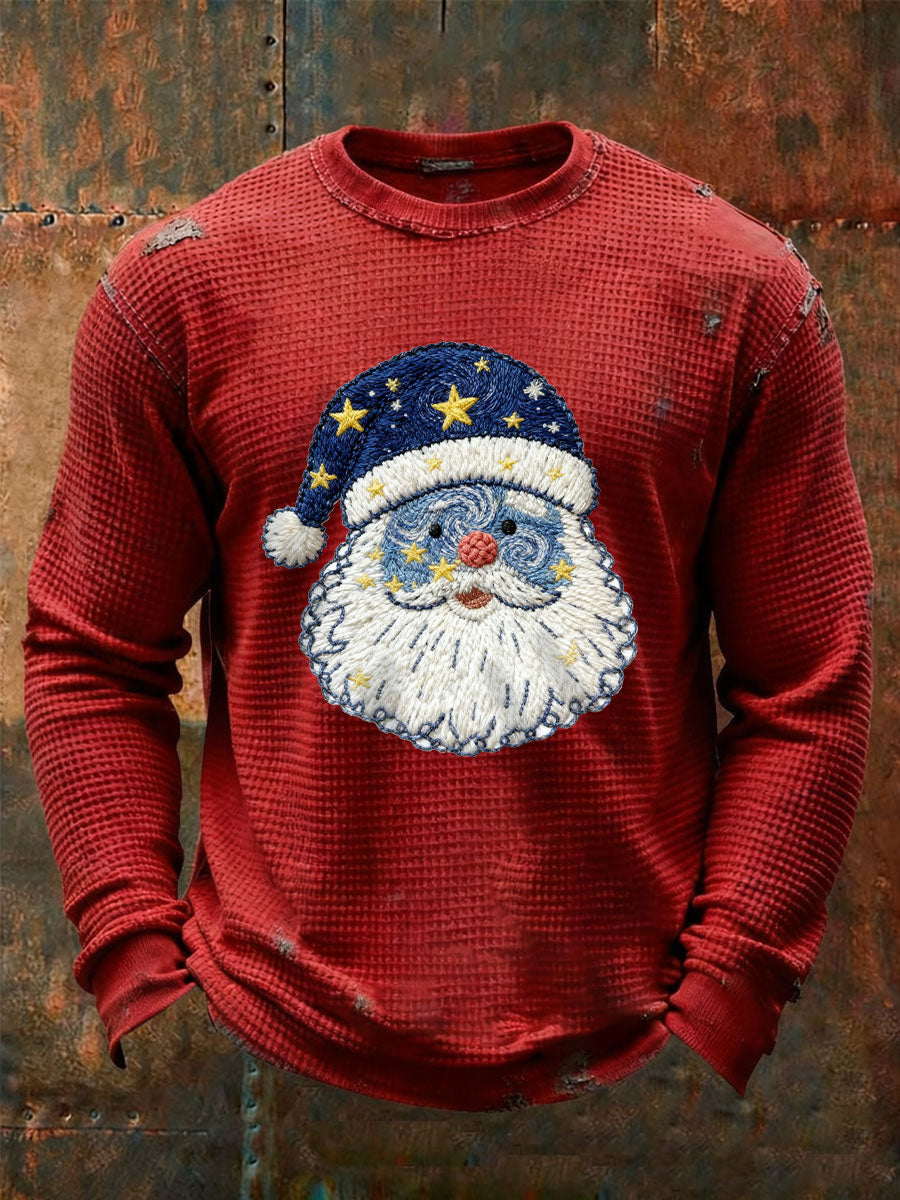 Herren-Weihnachts mann Waffel druck lässig T-Shirt