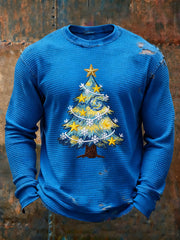 Herren-Weihnachts baum Waffel druck lässig T-Shirt