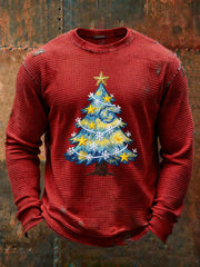 Herren-Weihnachts baum Waffel druck lässig T-Shirt