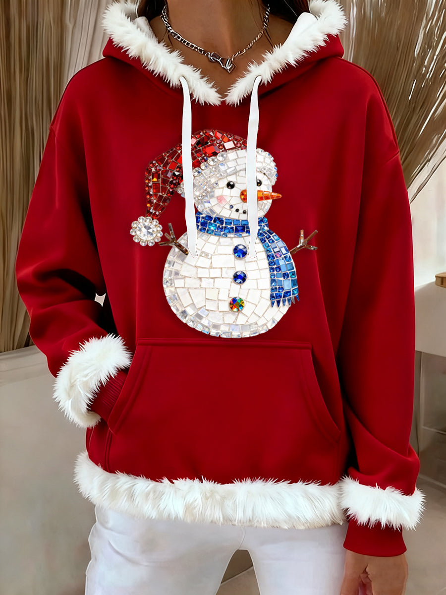 Damen Frohe Weihnachten Schneemann Kunst Hoodie
