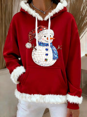 Damen Frohe Weihnachten Schneemann Kunst Hoodie