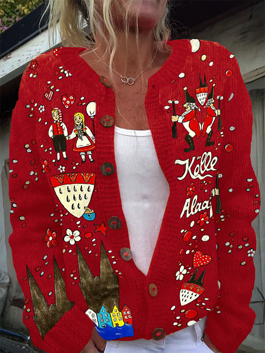 Damen Köln Karneval Freizeit Strickjacke Jacke