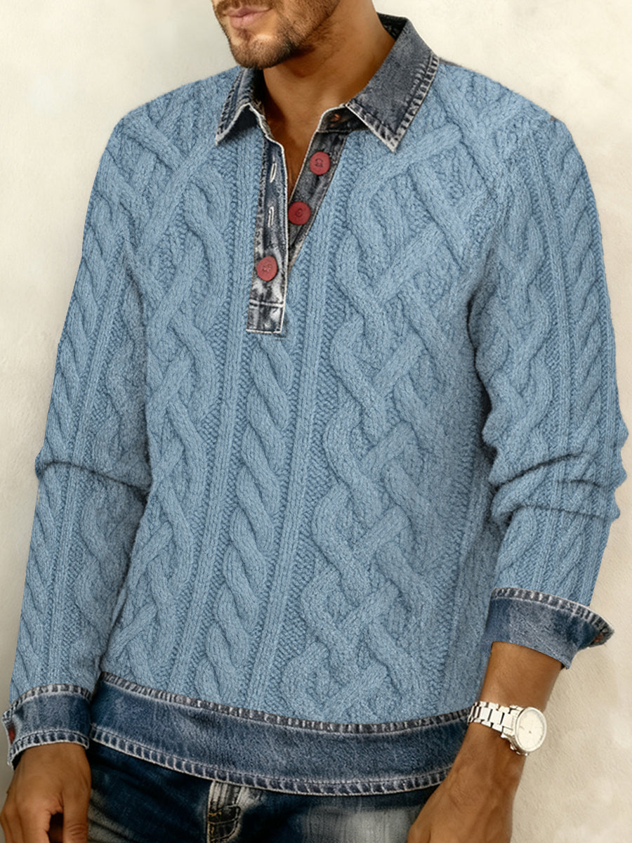 Sweatshirt mit strukturiertem Denim-Kragen für Herren