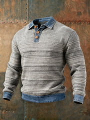 Sweatshirt mit strukturiertem Denim-Kragen für Herren
