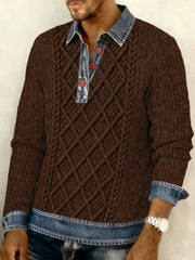 Sweatshirt mit strukturiertem Denim-Kragen für Herren