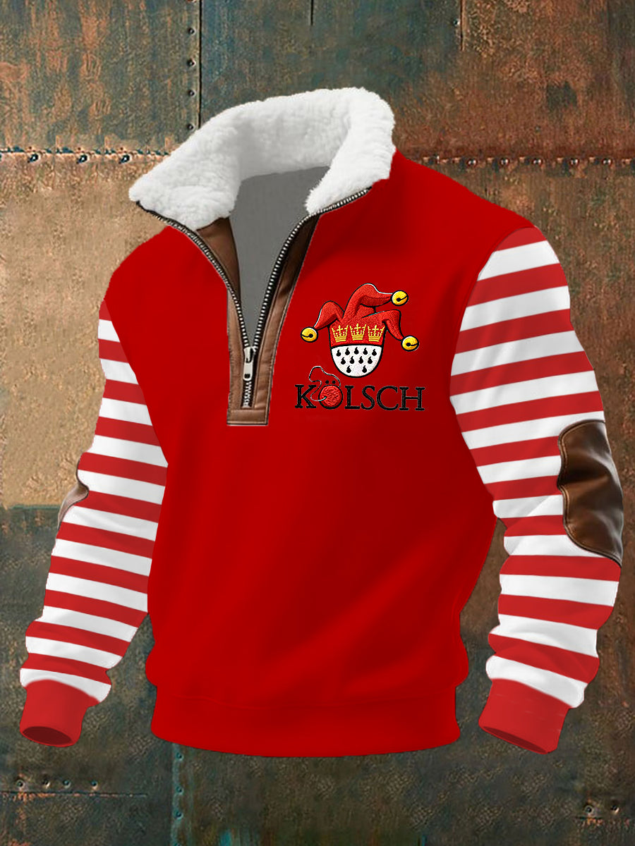 Herren Cologne Carnival Print Stricks toff Reiß verschluss Pelz kragen Hoodie